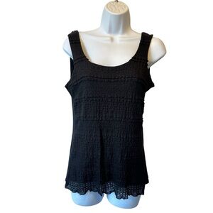Cache Cache Vintage Y2K Sleeveless tank top Lace trim Black Small womens